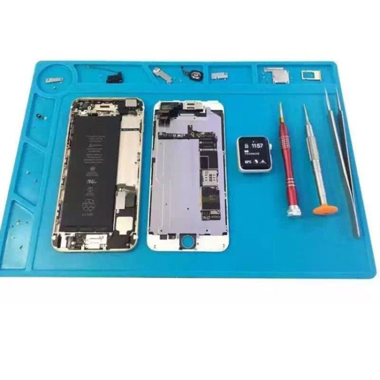 Maintenance Platform High Temperature Heat-resistant Repair Insulation Pad Silicone Mats with Screws Position, Size: 35cm x 25cm, 35cm x 25cm Blue