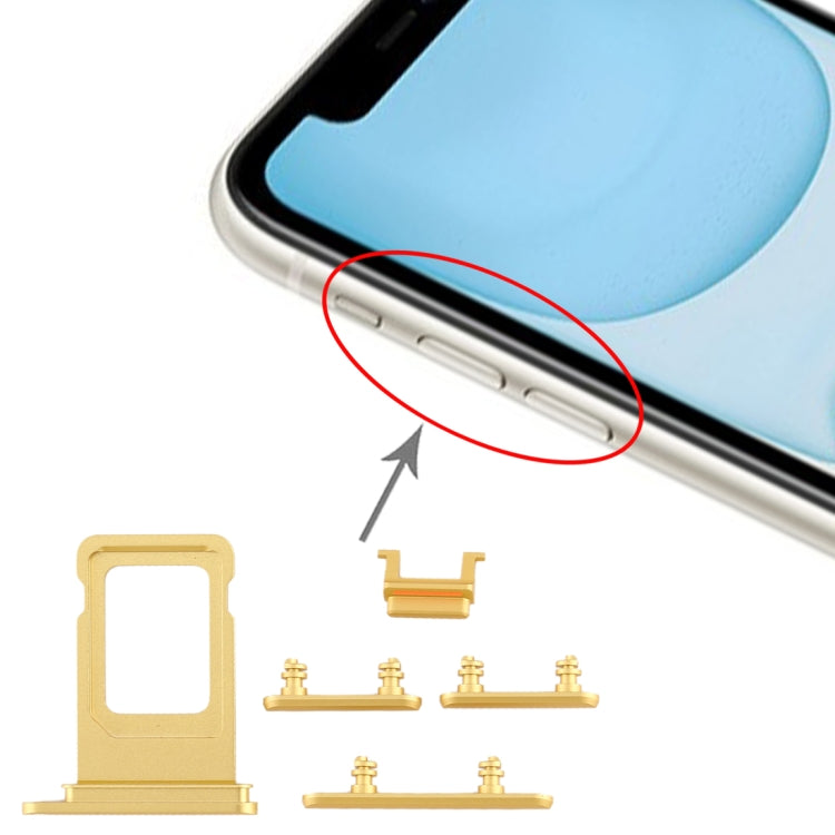 SIM Card Tray + Side Key for iPhone 11, For iPhone 11 (Purple)(Single card), For iPhone 11, For iPhone 11(Single card), For iPhone 11(Yellow)(Single card)