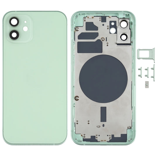 Back Housing Cover with SIM Card Tray & Side  Keys & Camera Lens for iPhone 12(White), For iPhone 12(with Card Tray), For iPhone 12(with SIM Card Tray), Back Housing Cover for 12