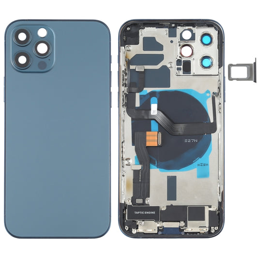 Battery Back Cover Assembly (with Side Keys & Speaker Ringer Buzzer & Motor & Camera Lens & Card Tray & Power Button + Volume Button + Charging Port & Wireless Charging Module) for iPhone 12 Pro, For iPhone 12 Pro(Blue), For iPhone 12 Pro(White)