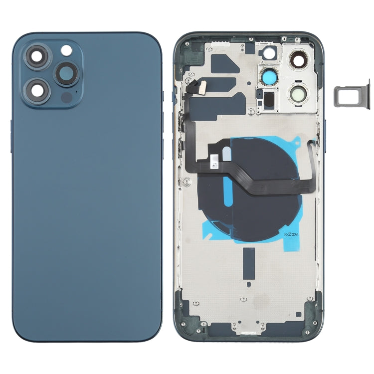 Battery Back Cover (with Side Keys & Card Tray & Power + Volume Flex Cable & Wireless Charging Module) for iPhone 12 Pro Max, For iPhone 12 Pro Max