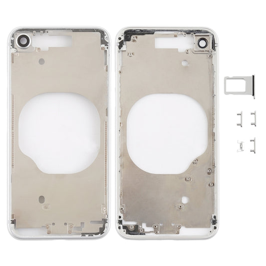 Transparent Battery Back Cover with Camera Lens Frame & SIM Card Tray & Side Keys for iPhone 8, For iPhone 8 (Transparent White), For iPhone 8 (Transparent Gold)