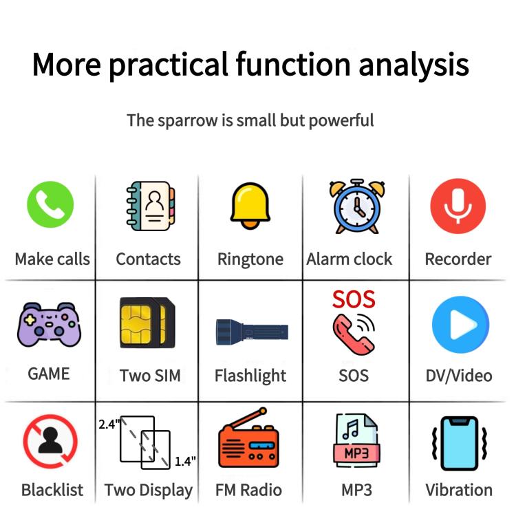 Mafam F899 Flip Phone, 2.4 inch, 32MB+32MB, Support FM, SOS, GSM, Family Number, Big Keys, Dual SIM, US Plug, US Plug