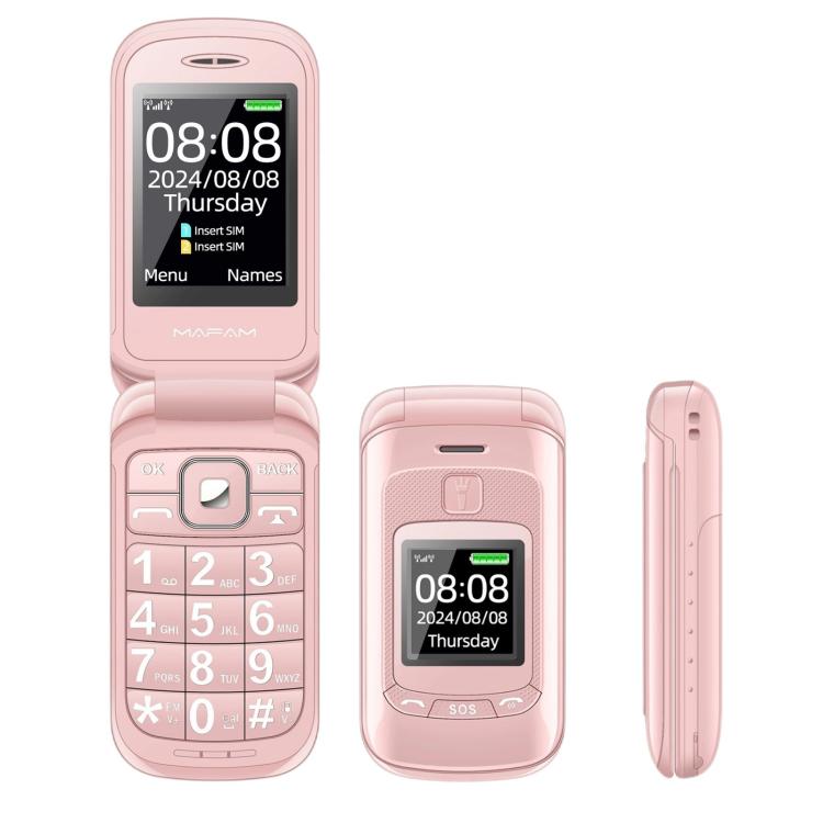 Mafam F899 Flip Phone, 2.4 inch, 32MB+32MB, Support FM, SOS, GSM, Family Number, Big Keys, Dual SIM, UK Plug, UK Plug