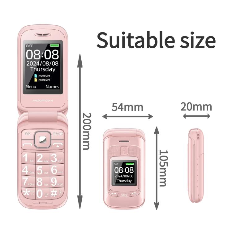 Mafam F899 Flip Phone, 2.4 inch, 32MB+32MB, Support FM, SOS, GSM, Family Number, Big Keys, Dual SIM, UK Plug, UK Plug