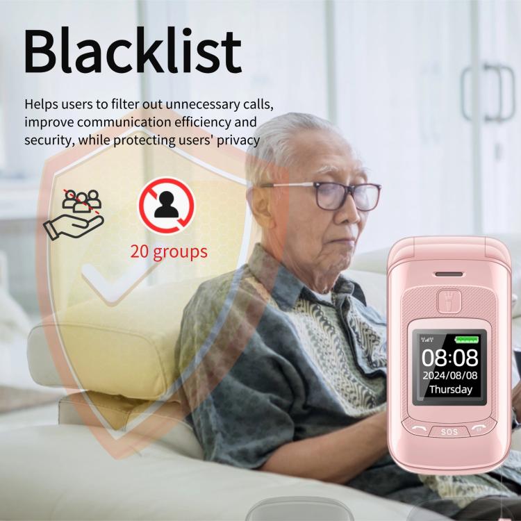 Mafam F899 Flip Phone, 2.4 inch, 32MB+32MB, Support FM, SOS, GSM, Family Number, Big Keys, Dual SIM, UK Plug, UK Plug