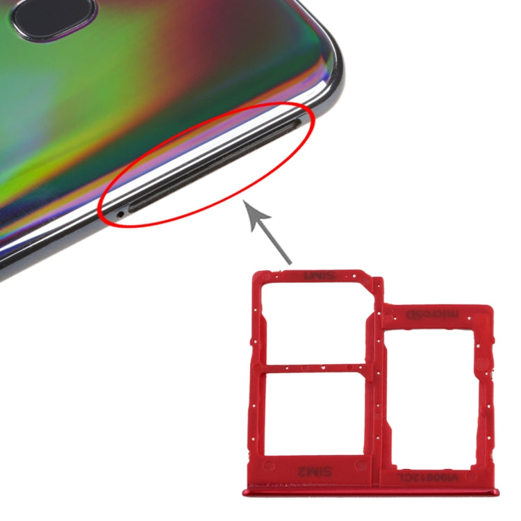 For Galaxy A40 SIM Card Tray + SIM Card Tray + Micro SD Card Tray, For Samsung Galaxy A40, For Samsung Galaxy A40 (Dark Blue), For Galaxy A40(Red), For Galaxy A40
