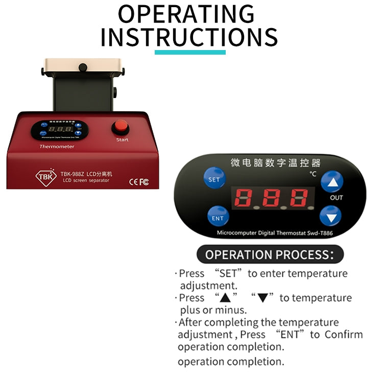 TBK-988Z 7 inch Mobile Phone LCD Separation Built-in Pump Vacuum Manual Separator, TBK-988Z