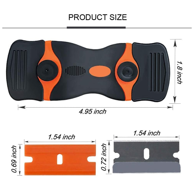 Double Headed Scraper Blade Glue Squeegee Remover Cleaner Tool, Double Headed (Yellow), Double Headed  (Orange), Double Headed  (Blue)