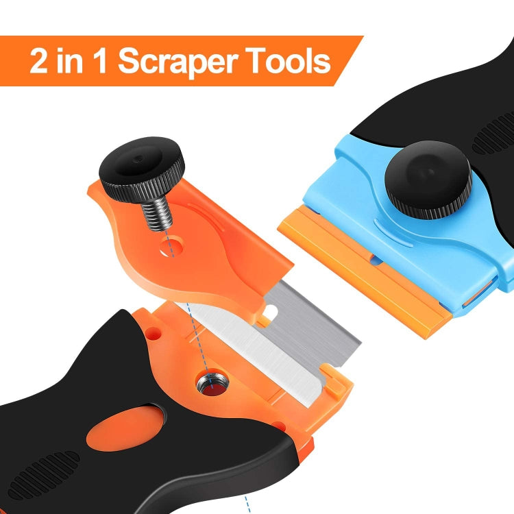 Double Headed Scraper Blade Glue Squeegee Remover Cleaner Tool, Double Headed (Yellow), Double Headed  (Orange), Double Headed  (Blue)