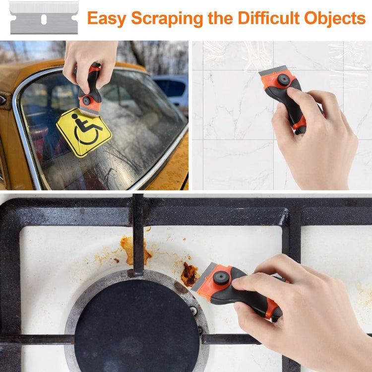 Double Headed Scraper Blade Glue Squeegee Remover Cleaner Tool, Double Headed (Yellow), Double Headed  (Orange), Double Headed  (Blue)
