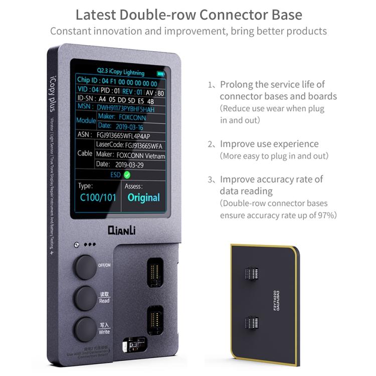 For iPhone 6 - 14 Pro Max 3 in 1 Qianli iCopy Plus 2.2 Repair Detection Programmer Set, Plug: EU, 3 in 1, 3 in 1, Plug: EU