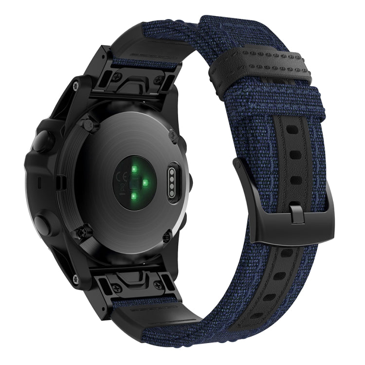 Canvas and Leather Wrist Strap Watch Band for Garmin Fenix5x Plus Fenix3, Wrist Strap Size:150+110mm
