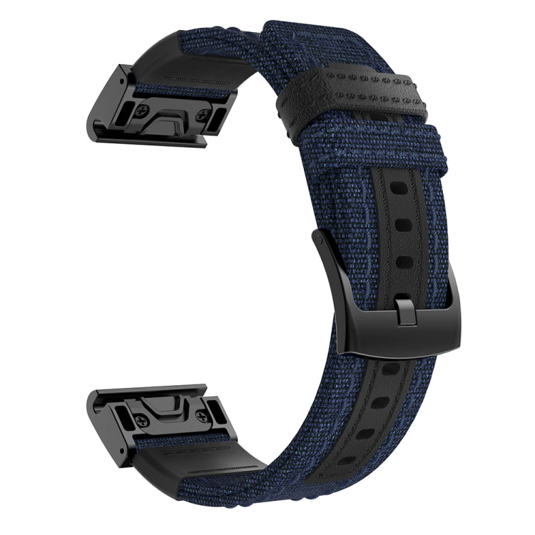 Canvas and Leather Wrist Strap Watch Band for Garmin Fenix5x Plus Fenix3, Wrist Strap Size:150+110mm