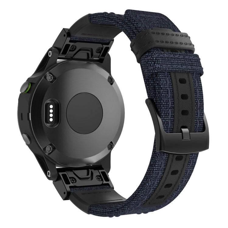 Canvas and Leather Wrist Strap Watch Band for Garmin Fenix5 Plus, Wrist Strap Size:150+110mm
