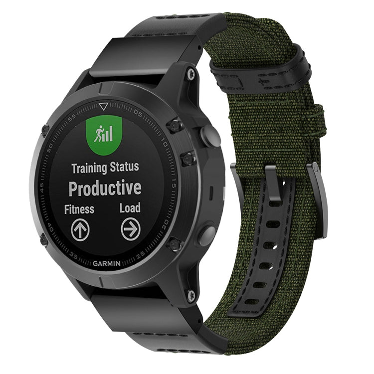 Canvas and Leather Wrist Strap Watch Band for Garmin Fenix5 Plus, Wrist Strap Size:150+110mm