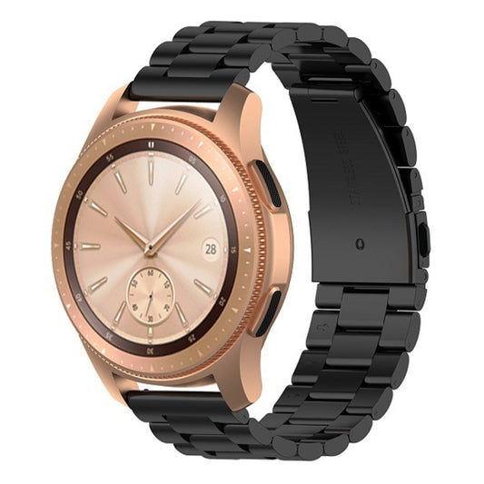 For Huawei GT2/GT/Samsung Galaxy Watch 46mm R800/Samsung Gear S3 Universal Three Beads Stainless Steel Watch Wrist Strap 22mm, Black, Gold, Rose Gold, Colourful, Silver