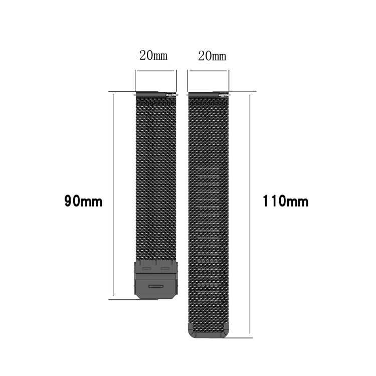 For Huawei GT2 42mm / Galaxy Watch 42mm /Galaxy Active2 Stainless Steel Mesh Watch Wrist Strap 20MM, Black, Gold, Rose Gold, Silver, Colourful, Blue, Purple