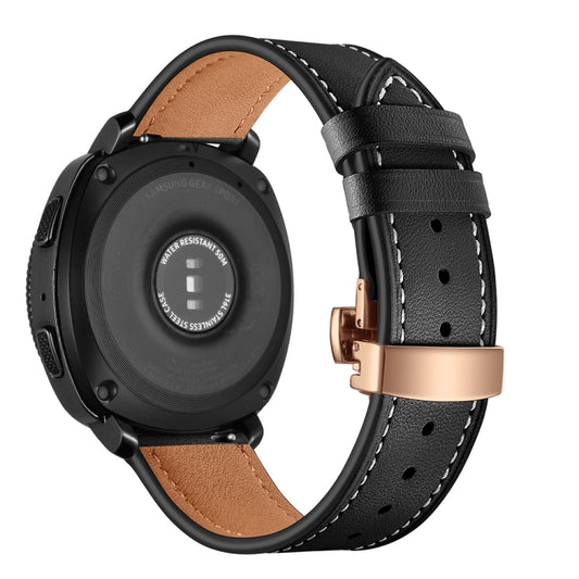 22mm For Huawei Watch GT2e / GT2 46mm Leather Butterfly Buckle Strap Rose Gold Buckle