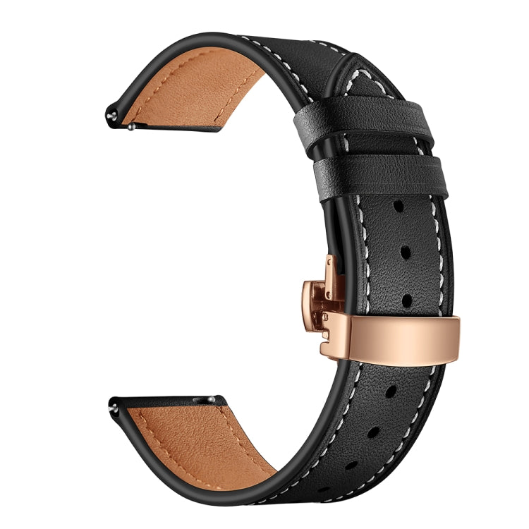 22mm For Huawei Watch GT2e / GT2 46mm Leather Butterfly Buckle Strap Rose Gold Buckle