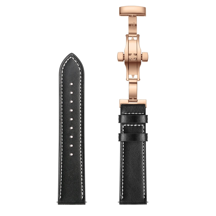 22mm For Huawei Watch GT2e / GT2 46mm Leather Butterfly Buckle Strap Rose Gold Buckle