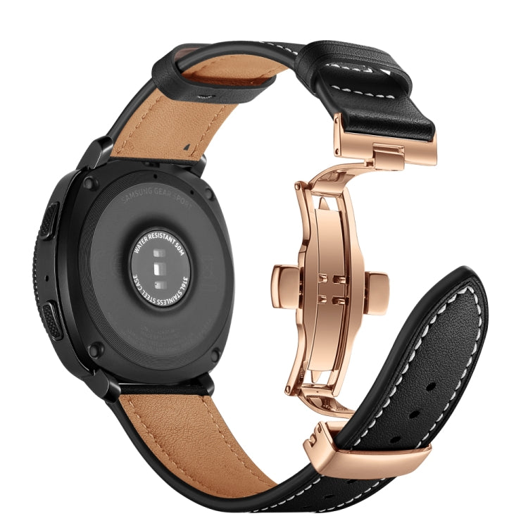 22mm For Huawei Watch GT2e / GT2 46mm Leather Butterfly Buckle Strap Rose Gold Buckle