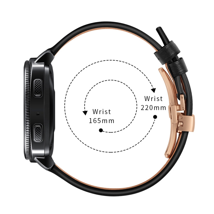 22mm For Huawei Watch GT2e / GT2 46mm Leather Butterfly Buckle Strap Rose Gold Buckle
