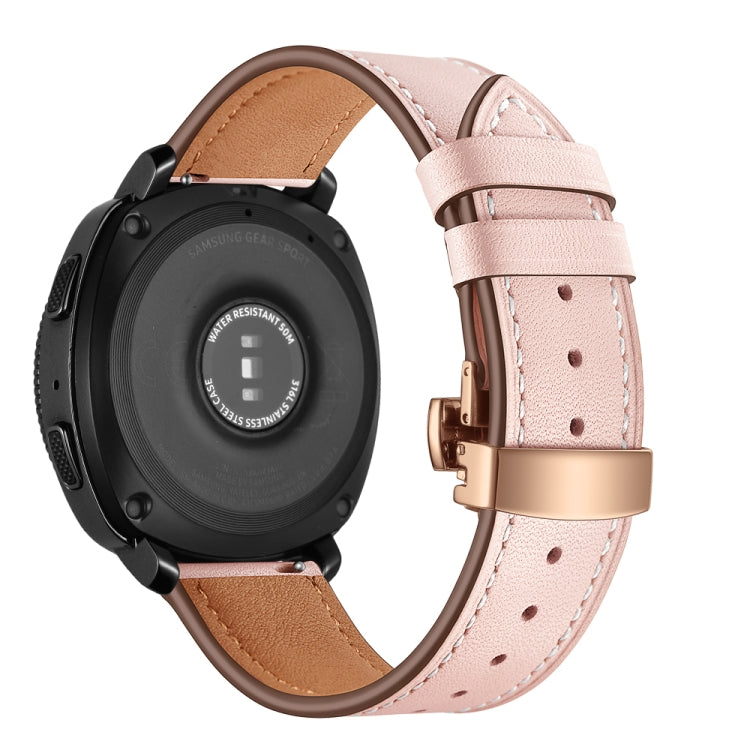 22mm For Huawei Watch GT2e / GT2 46mm Leather Butterfly Buckle Strap Rose Gold Buckle