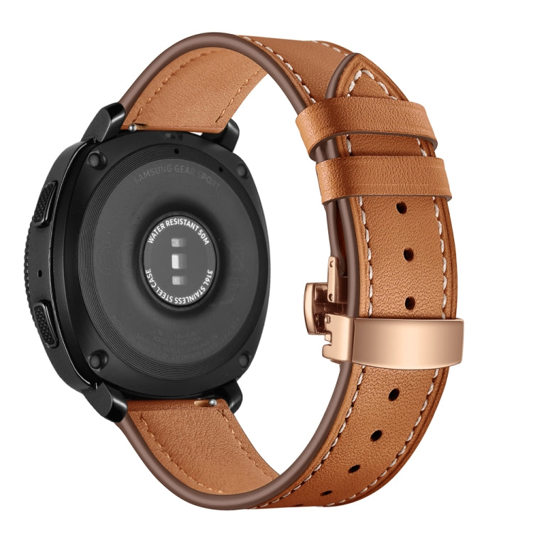 22mm For Huawei Watch GT2e / GT2 46mm Leather Butterfly Buckle Strap Rose Gold Buckle