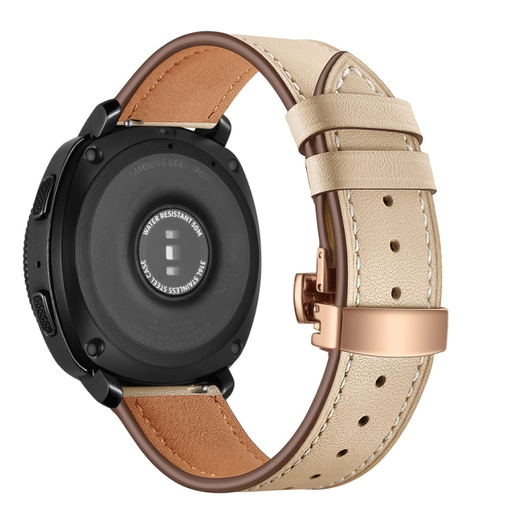 22mm For Huawei Watch GT2e / GT2 46mm Leather Butterfly Buckle Strap Rose Gold Buckle