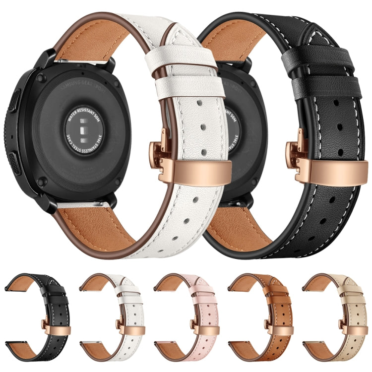 22mm For Huawei Watch GT2e / GT2 46mm Leather Butterfly Buckle Strap Rose Gold Buckle