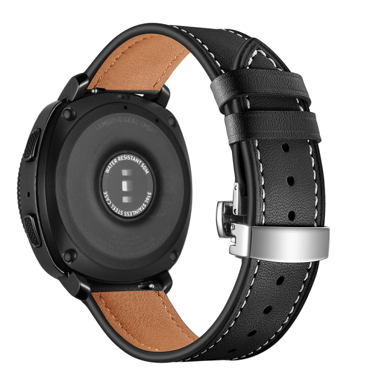 22mm For Huawei Watch GT2e / GT2 46mm Leather Butterfly Buckle Strap Silver Buckle