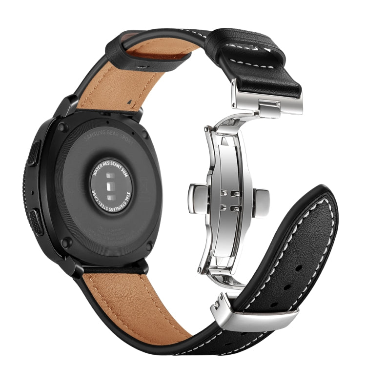 22mm For Huawei Watch GT2e / GT2 46mm Leather Butterfly Buckle Strap Silver Buckle