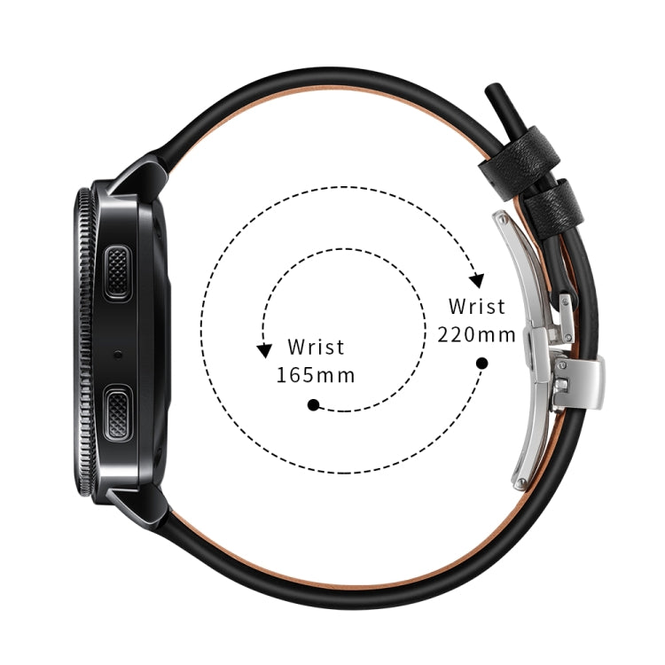 22mm For Huawei Watch GT2e / GT2 46mm Leather Butterfly Buckle Strap Silver Buckle
