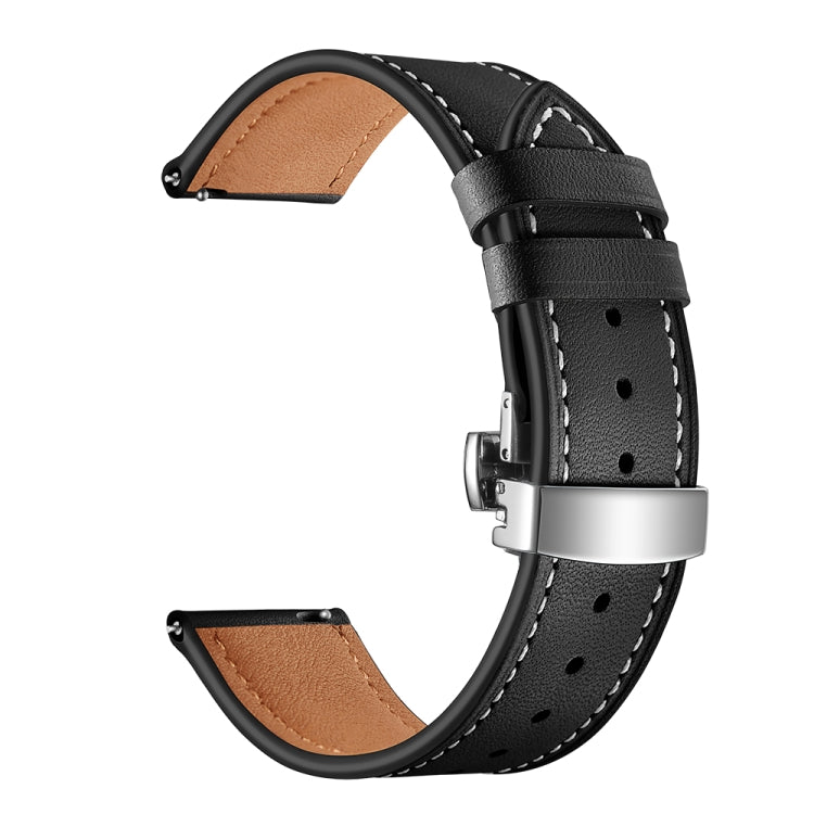 22mm For Huawei Watch GT2e / GT2 46mm Leather Butterfly Buckle Strap Silver Buckle