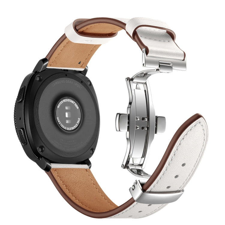 22mm For Huawei Watch GT2e / GT2 46mm Leather Butterfly Buckle Strap Silver Buckle