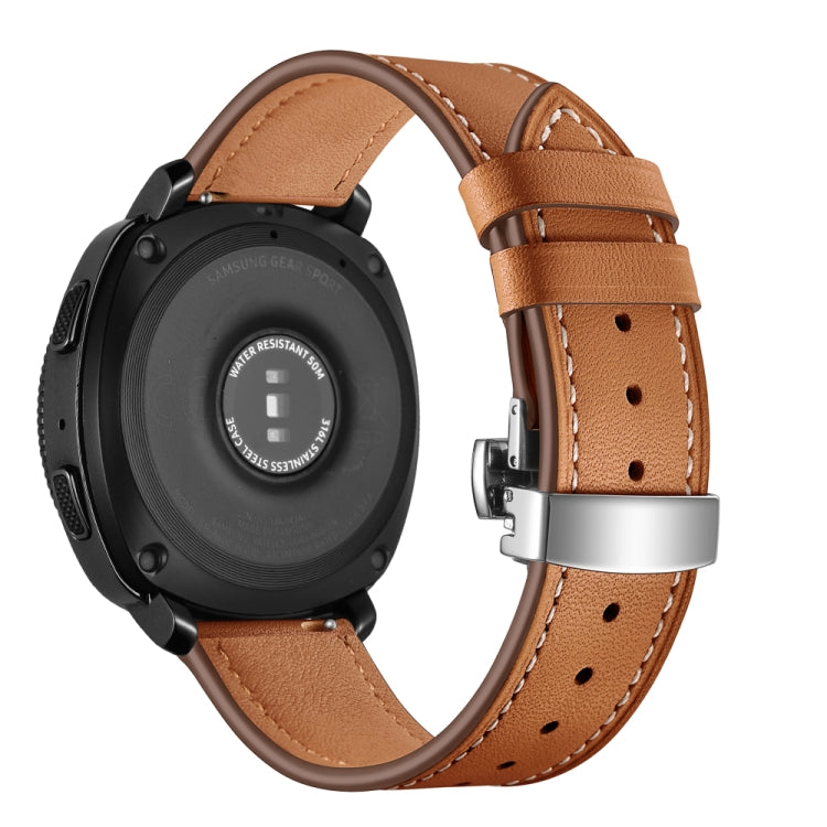 22mm For Huawei Watch GT2e / GT2 46mm Leather Butterfly Buckle Strap Silver Buckle