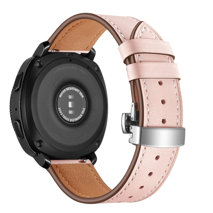 22mm For Huawei Watch GT2e / GT2 46mm Leather Butterfly Buckle Strap Silver Buckle