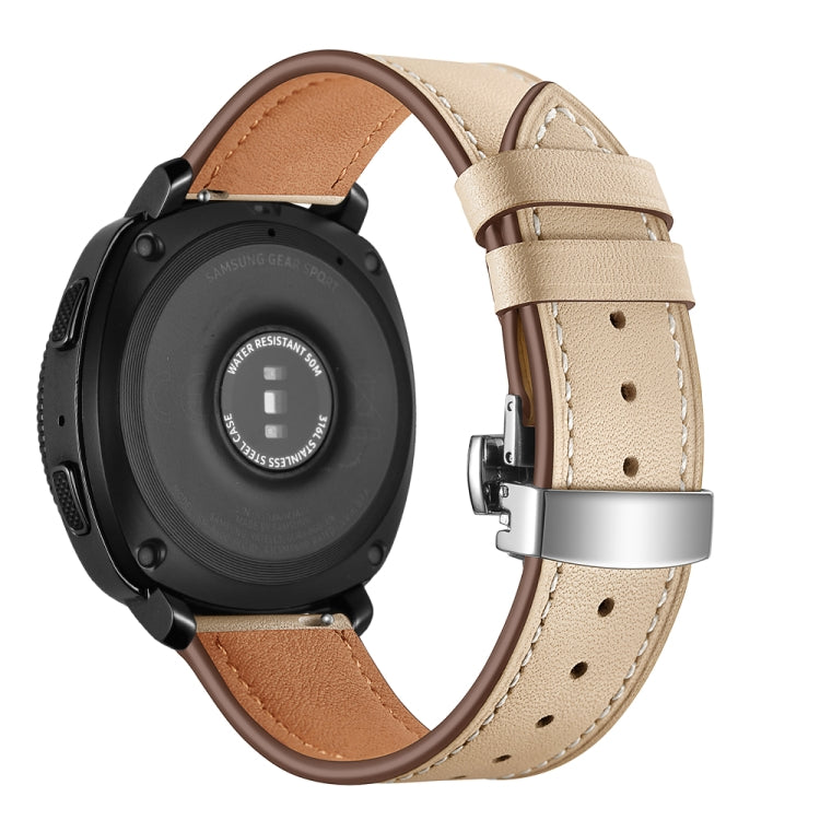 22mm For Huawei Watch GT2e / GT2 46mm Leather Butterfly Buckle Strap Silver Buckle