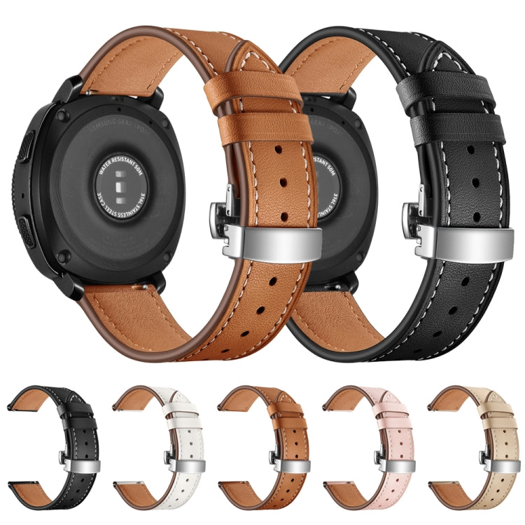 22mm For Huawei Watch GT2e / GT2 46mm Leather Butterfly Buckle Strap Silver Buckle