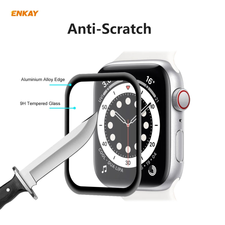 ENKAY Hat-Prince 0.2mm 9H Surface Hardness 3D Explosion-proof Aluminum Alloy Edge Full Screen Tempered Glass Screen Film, For Apple Watch 6/5/4/SE 40mm, For Apple Watch 6/5/4/SE 44mm