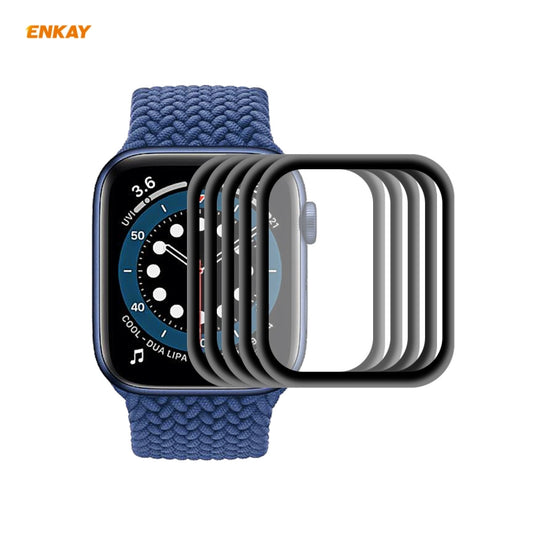 5PCS ENKAY Hat-Prince 0.2mm 9H Surface Hardness 3D Explosion-proof Aluminum Alloy Edge Full Screen Tempered Glass Screen Film, For Apple Watch 6/5/4/SE 40mm, For Apple Watch 6/5/4/SE 44mm