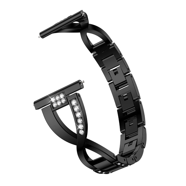 X-shaped Diamond-studded Solid Stainless Steel Wrist Strap Watch Band for Galaxy Watch 46mm
