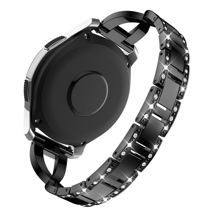 X-shaped Diamond-studded Solid Stainless Steel Wrist Strap Watch Band for Galaxy Watch 46mm