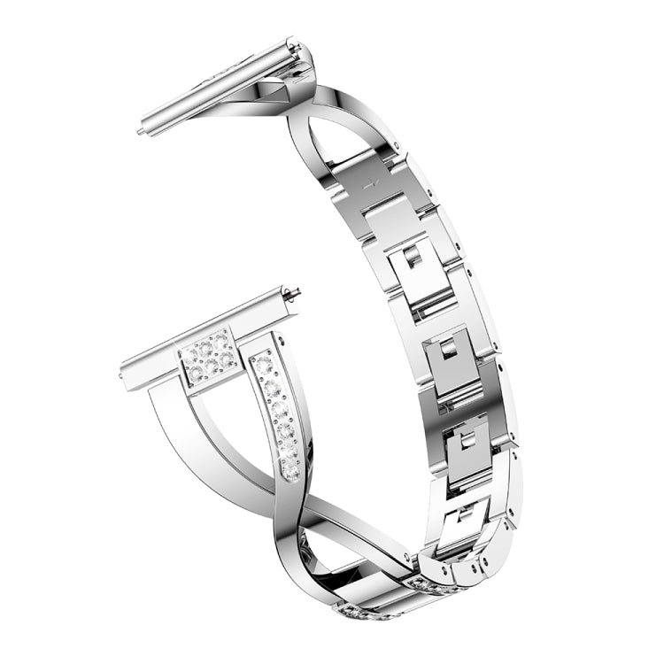 X-shaped Diamond-studded Solid Stainless Steel Wrist Strap Watch Band for Galaxy Watch 46mm