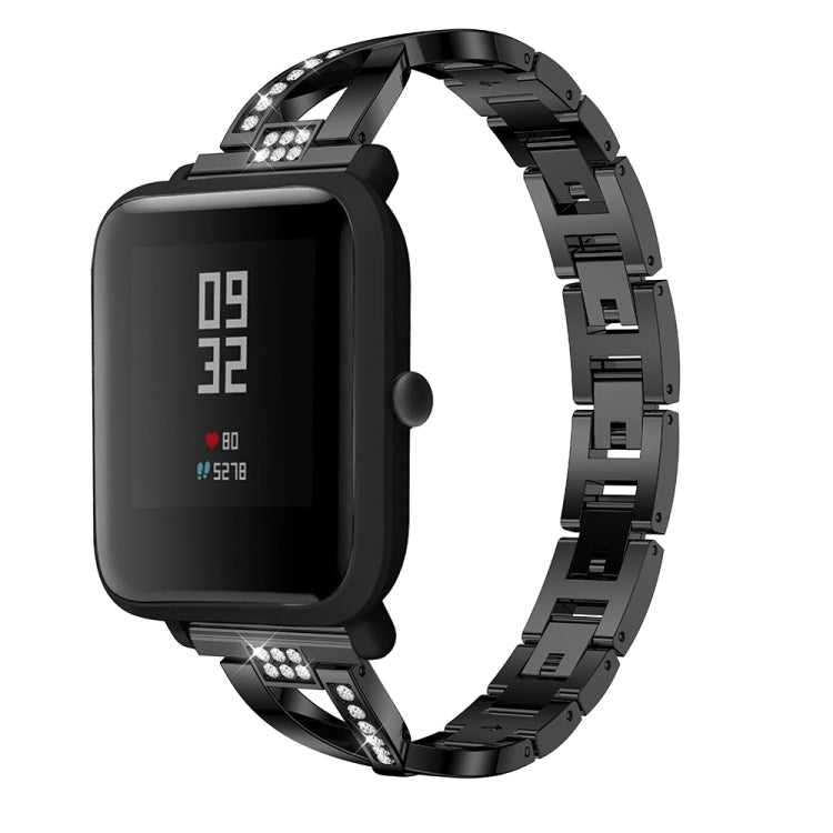 X-shaped Diamond-studded Solid Stainless Steel Wrist Strap Watch Band for Amazfit 20mm