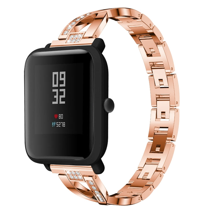 X-shaped Diamond-studded Solid Stainless Steel Wrist Strap Watch Band for Amazfit 20mm