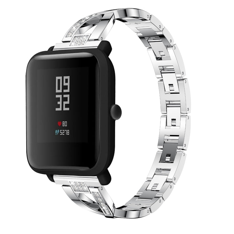 X-shaped Diamond-studded Solid Stainless Steel Wrist Strap Watch Band for Amazfit 20mm