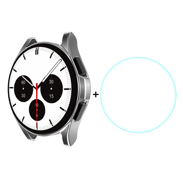 ENKAY For Samsung Galaxy Watch4 Classic 42mm ENKAY Hat-Prince Full Coverage Electroplate Soft Case TPU HD Clear Cover + Tempered Glass Protector, For Samsung Galaxy Watch4 Classic 42mm