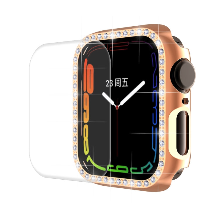 ENKAY Hat-Prince Electroplate PC Diamond Watch Case + Full Coverage Curved PET Screen Protector Film For Apple Watch Series 7 45mm